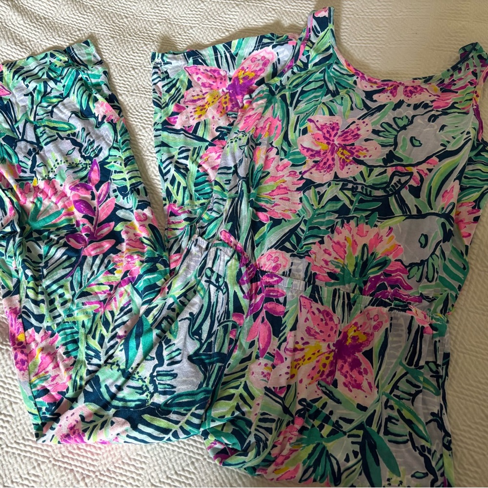 Lilly Pulitzer Pink and Green Floral Cotton Fabric